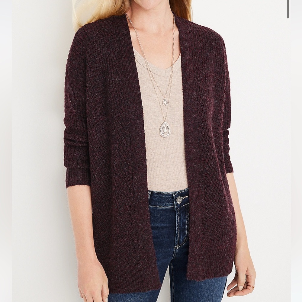 Maurices Wine Open Front Cardigan